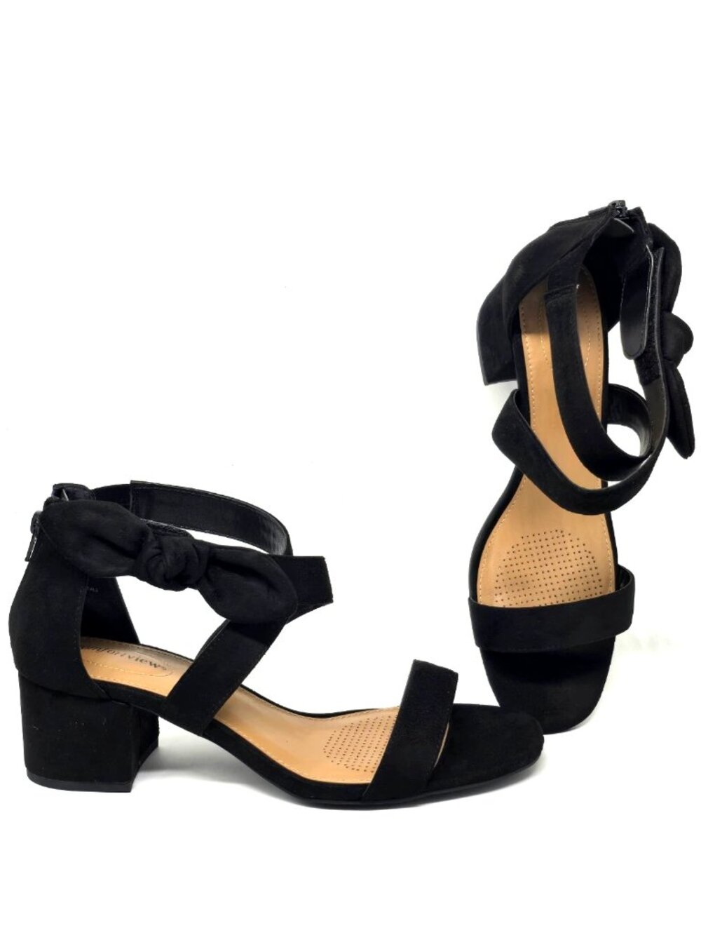 Comfortview Aralyn Black Microsuede Strappy Sandals Women's Size 12M